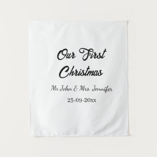 Onze eerste kerst mis en mevrouw koppel naam datum wandkleed