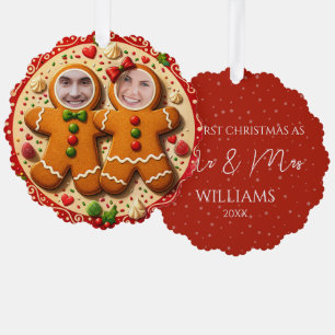 Onze Eerste Kerst Mis & Mevrouw Pret Kerstdakje Fo Ornament Kaart