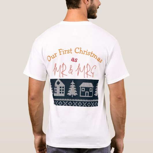 Onze eerste kerst Mr en Mrs Paar pasgetrouwd T-shirt (Achterkant)