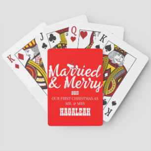 Onze eerste kerst Mr en Mrs Pas getrouwd Merry Pokerkaarten