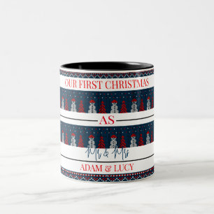 Onze eerste kerst Mr en Mrs.   pasgetrouwd Tweekleurige Koffiemok