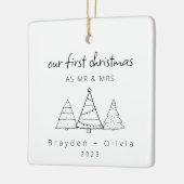 Onze eerste kerst Mr & Mrs Kerstbomen Keramisch Ornament (Links)