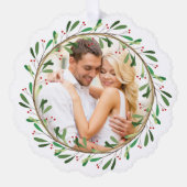 Onze eerste kerst Mr & Mrs Red Ornament Kaart (Voorkant)