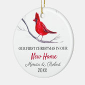 Onze eerste kerst nieuwe huis rode kardinaal vogel keramisch ornament (Links)