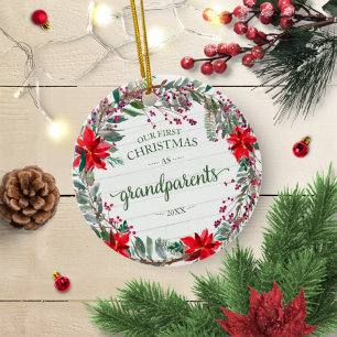 Onze Eerste Kerst Oma en Opa 2020 Krans Keramisch Ornament