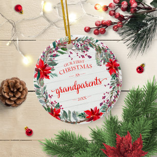 Onze Eerste Kerst Oma en Opa 2020 Krans Keramisch Ornament