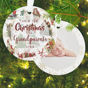 Onze Eerste Kerst Ouders Oma Opa Vintage Foto Ornament