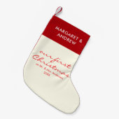 Onze eerste Kerst Passen getrouwd Custom Name Scri Kleine Kerstsok (Voorkant (Hangend))