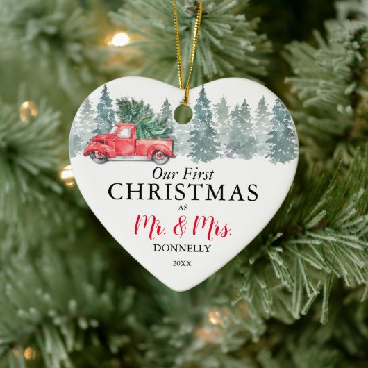 Onze eerste kerst |  Red Truck Keramisch Ornament (Boom)