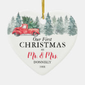 Onze eerste kerst |  Red Truck Keramisch Ornament (Voorkant)