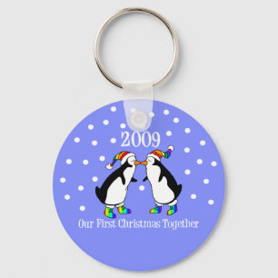 Onze eerste kerst samen 2009 (GLBT-pinguïns) Sleutelhanger