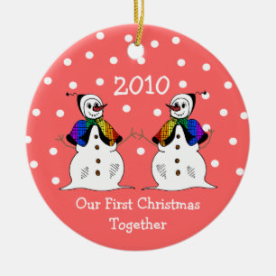 Onze eerste kerst samen 2010 (GLBT-vrouwen) Keramisch Ornament