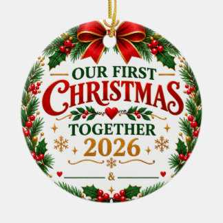 Onze eerste kerst samen 2026 keramisch ornament
