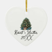 Onze eerste kerst samen aangepaste koppel naam keramisch ornament (Voorkant)