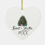 Onze eerste kerst samen aangepaste koppel naam keramisch ornament (Achterkant)