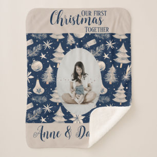 Onze eerste kerst samen Baby Moeder Vintage Sherpa Deken