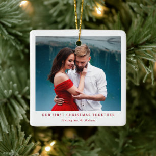Onze eerste kerst samen gepersonaliseerde foto keramisch ornament