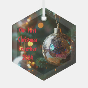 Onze eerste kerst samen glas ornament