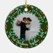 Onze eerste kerst samen heilige foto keramisch ornament (Achterkant)