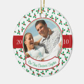 Onze eerste kerst samen - Holly & Berries Keramisch Ornament (Links)