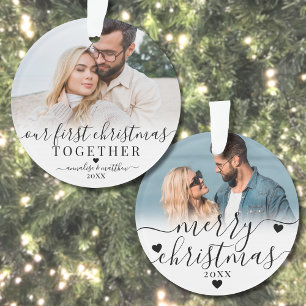 Onze Eerste Kerst Samen Koppel 2 Foto Ornament