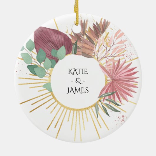 Onze eerste kerst samen met Boho Pampas Keramisch Ornament (Achterkant)