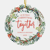 Onze eerste kerst samen met Rustic Wreate Keramisch Ornament (Voorkant)