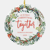 Onze eerste kerst samen met Rustic Wreate Keramisch Ornament (Achterkant)