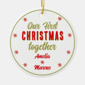 Onze eerste kerst samen met sneeuwvlokken keramisch ornament (Voorkant)