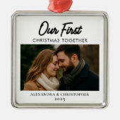 Onze eerste kerst samen minimalistisch modern metalen ornament (Voorkant)