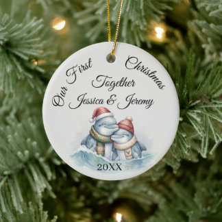 Onze eerste kerst samen Persoonlijke naam Keramisch Ornament