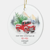 Onze eerste kerst trouwde met de moderne gewoonte keramisch ornament (Links)