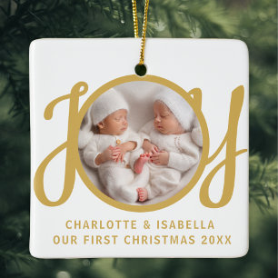 Onze eerste kerst tweeling foto erfstuk keramisch ornament