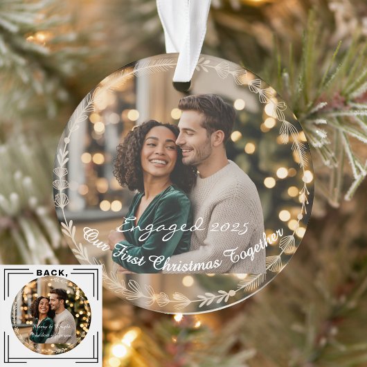 Onze eerste kerst verloofd 1 foto Keepsake Ornament