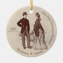 Onze Eerste Kerst Verloofd Vintage Koppel