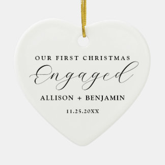 Onze eerste kerst verloofde aankondiging aandenken keramisch ornament