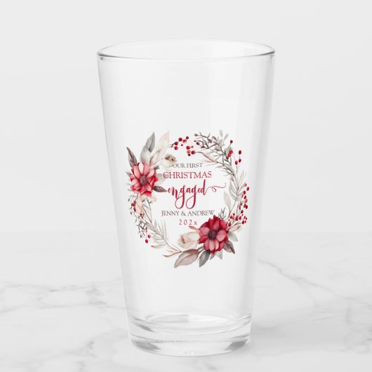 Onze eerste kerst verloofde krans glas (Voorkant)