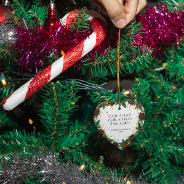 Onze eerste kerst verloofde krans Pine Foto Keramisch Ornament