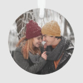 Onze Eerste Kerst Verloving Foto Dennenboom Bos Ornament (achterkant)