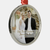 Onze eerste kerstbruiloft foto Keepomwille Metalen Ornament (Rechts)