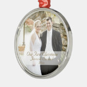 Onze eerste kerstbruiloft foto Keepomwille Metalen Ornament (Links)