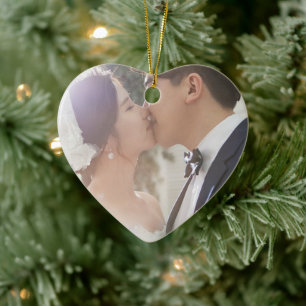 Onze eerste kerstbruiloft foto keramisch ornament