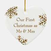 Onze eerste kerstbruiloft foto keramisch ornament (Achterkant)