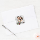 Onze eerste kerstbruiloft foto vierkante sticker (Envelop)