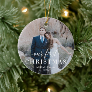Onze eerste kerstbruiloft fotoversiering keramisch ornament