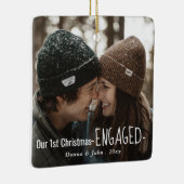 Onze eerste kerstcadeaufoto met script elegant keramisch ornament (Rechts)