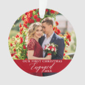 Onze eerste kerstcadeaufoto rood ornament (voorkant)