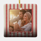 Onze eerste kerstcadeaufoto van Modern Farmhouse Keramisch Ornament (Voorkant)