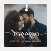 Onze eerste kerstcadeaufotonamen glas ornament (Achterkant)