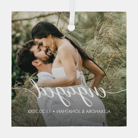 Onze eerste kerstcadeaufotonamen glas ornament (Achterkant)